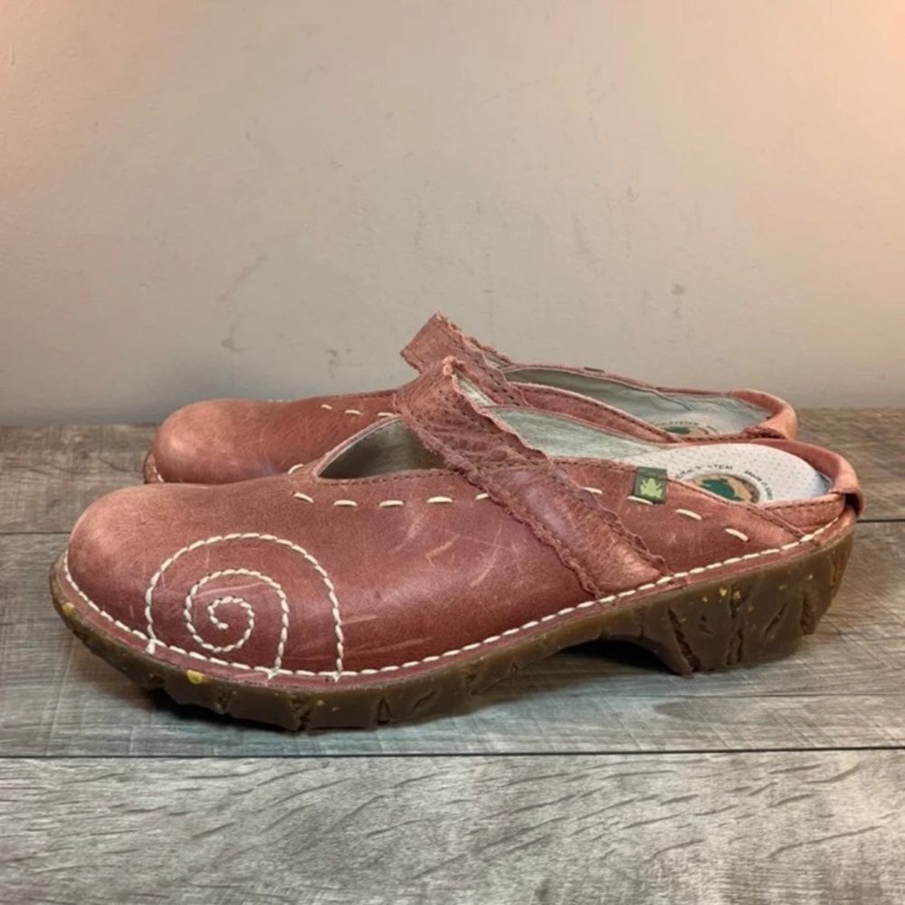 El Naturalista Yggdrasil Light Pink Leather Women's Clogs Mules Shoes Size 8.5 - Picture 5 of 9